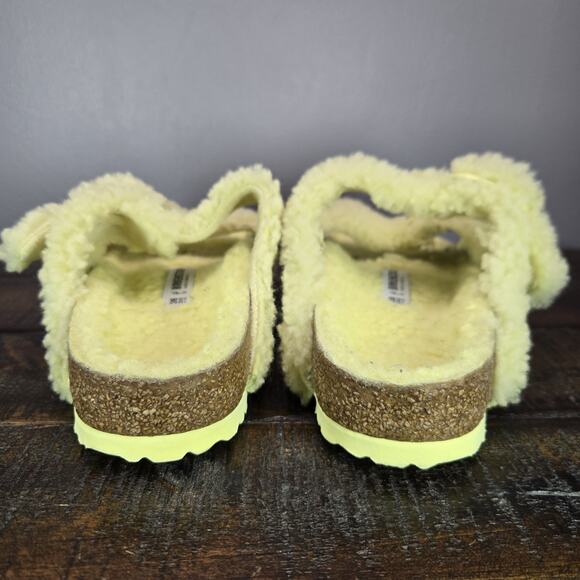 Birkenstock Arizona Shearling Womens 6 EU 37 Narrow Sandals Yellow Brown - Picture 4 of 10